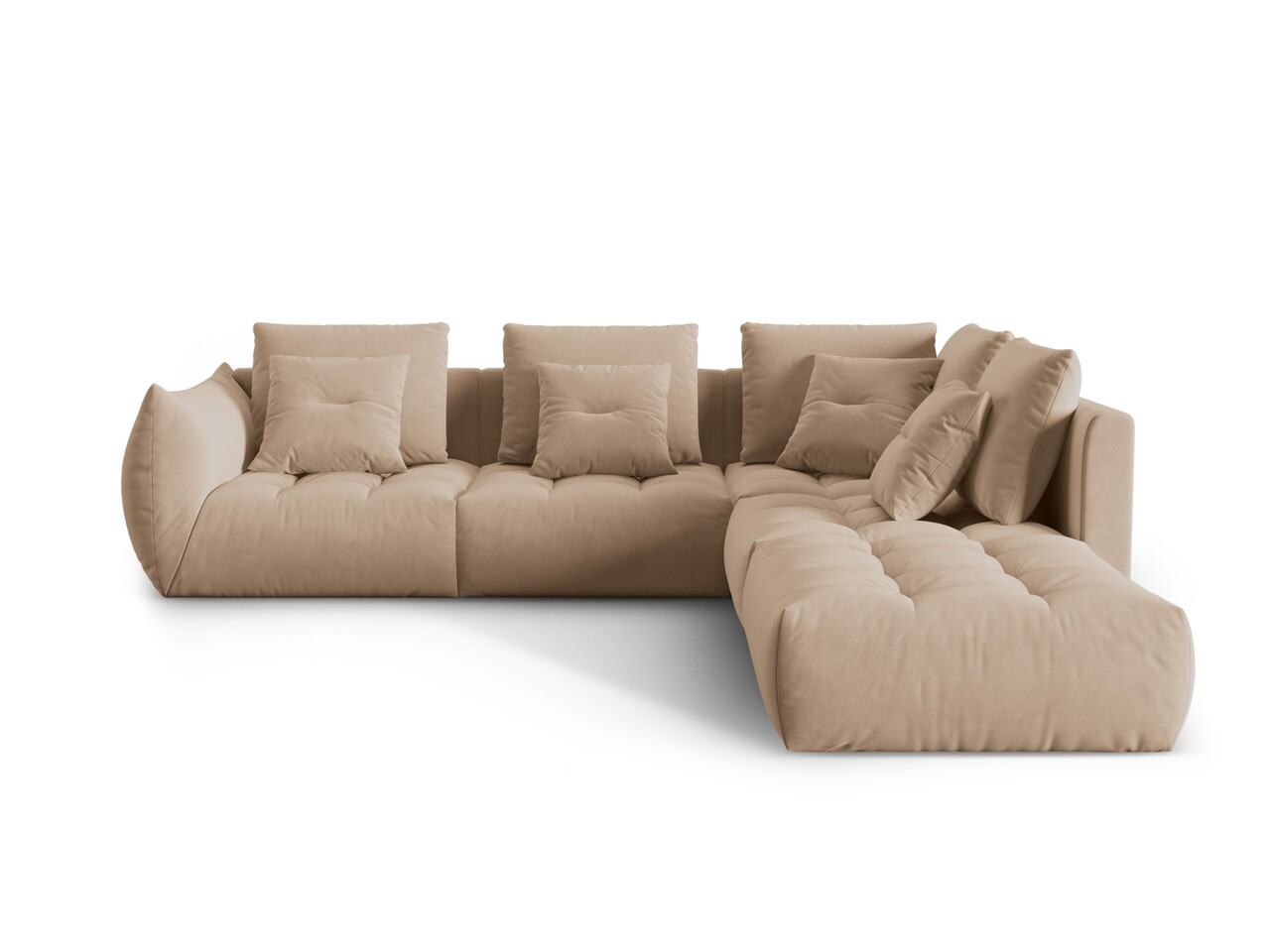 Coltar modular dreapta 4 locuri, Bloom-184, Micadoni Home, 316x310x95 cm, catifea, bej sand - 1 | YEO