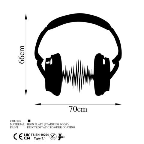 Decoratiune de perete, Just Music, Metal, Dimensiune: 70 x 66 cm, Negru