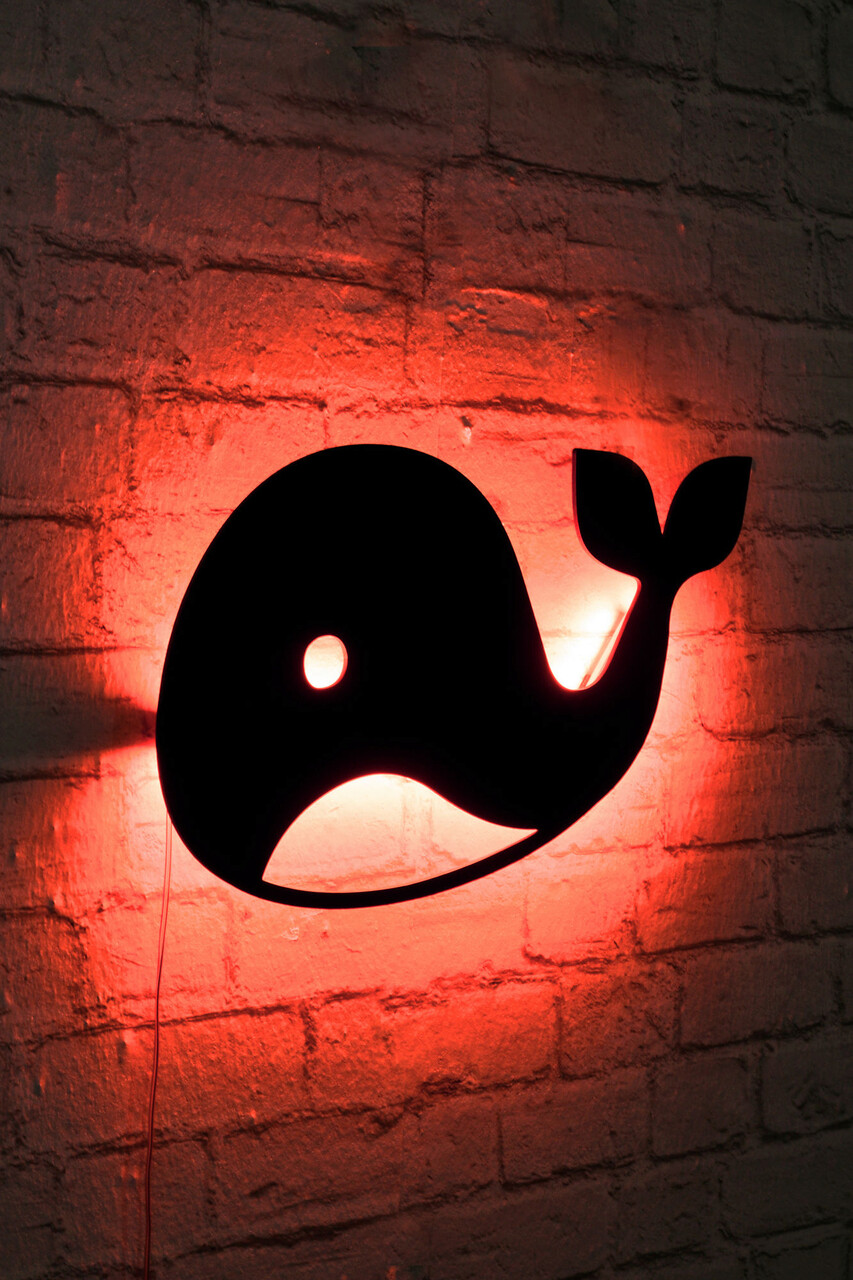 Decoratiune luminoasa LED, Baby Whale, MDF, 60 LED-uri, Rosu - 1 | YEO