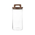 Recipient cu capac pentru depozitare Carlos, Homla, 1.2 L, sticla/lemn, transparent/maro