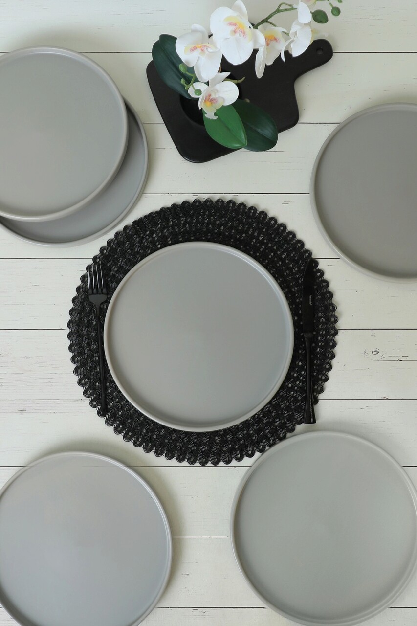 Set platouri pentru servire, Keramika, 275KRM2111, 100% CERAMICA / , Nu absoarbe apa, Gri Mat - 1 | YEO