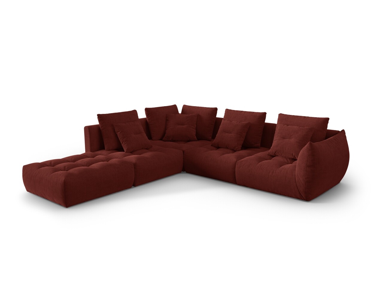 Coltar modular stanga 4 locuri, Bloom-86, Micadoni Home, 316x310x95 cm, tesatura structurata, rosu