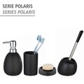 Perie pentru toaleta cu suport Polaris, Wenko, 15x14.5x36 cm, ceramica, negru