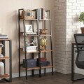 Biblioteca cu 4 rafturi Vasagle Ladder, 33.8x30x140 cm, PAL/otel, maro/rustic