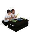 Set fotoliu dublu si 2 taburete pentru copii, Bean Bag, Ferndale, 100x50x40 cm, poliester impermeabil, negru