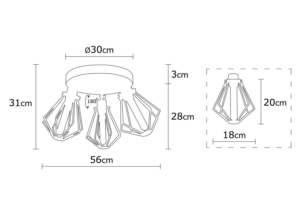 Lustra, Oylat - N-1041, Alby, 56 x 31 cm, 3 x E27, 40W, negru - 2 | YEO