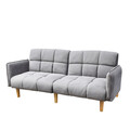 Canapea extensibila 3 locuri Sonus, Homla, 195x91x83 cm, lemn/catifea din poliester, gri