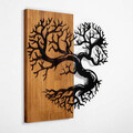 Decoratiune de perete, Monumental Tree 4, 50% lemn/50% metal, Dimensiune: 58 x 58 cm, Nuc / Negru