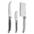 Set 3 cutite pentru branzeturi cu suport, Lou Laguiole, inox/lemn