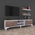 Comoda TV cu 2 rafturi de perete A4 - 55, Wren, 150 x 30 x 43.7 cm/50 x 15 x 13 cm, walnut/white