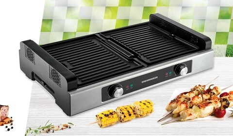 Grill electric cu 2 placi, Heinner, 1800 W, negru