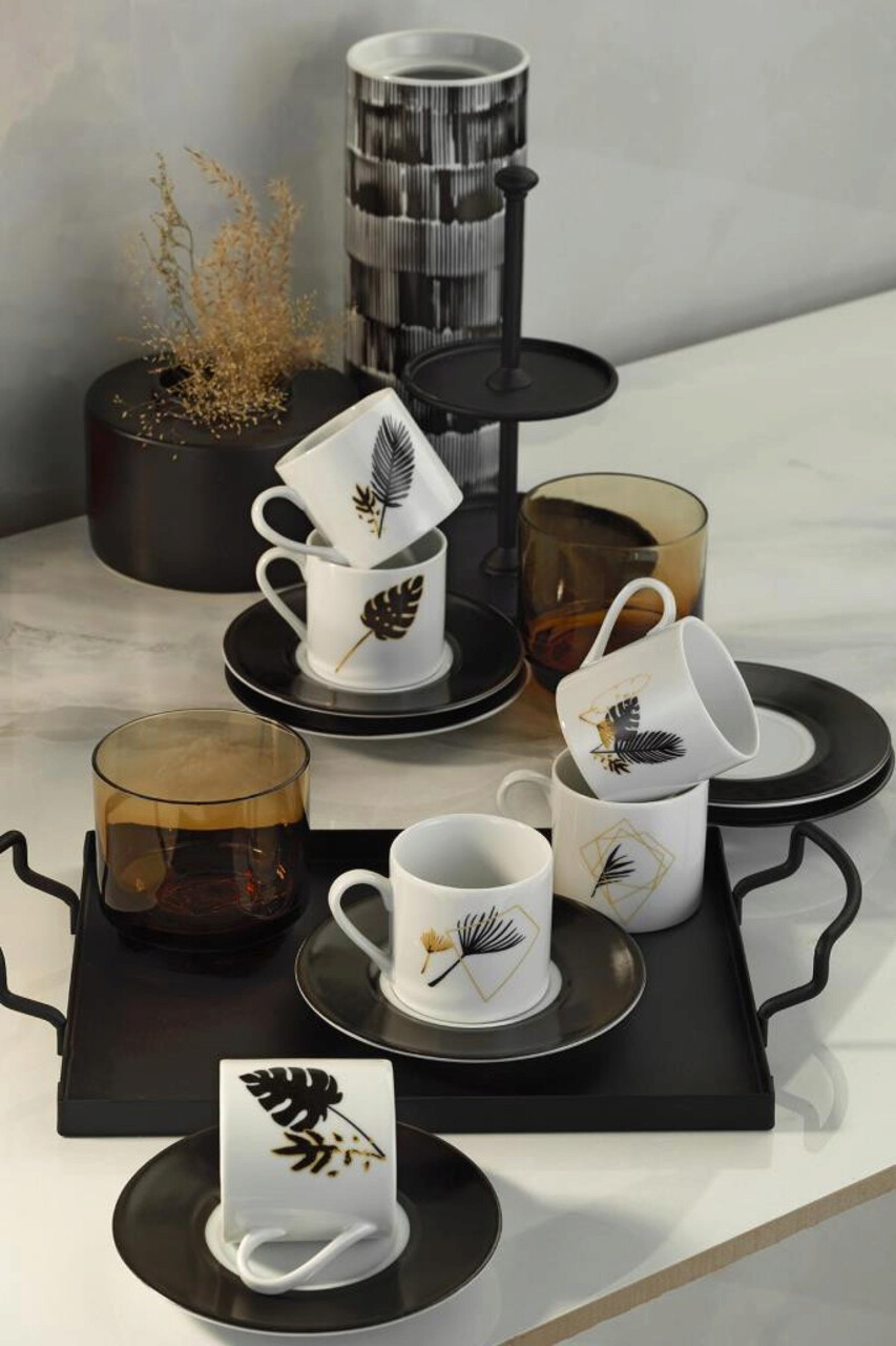 Set cesti de cafea, Beros, 973BRS1601, Portelan, 5 x 5 x 7 cm, 80 ml, 6 piese, Multicolor