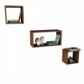 Set 3 rafturi pentru perete, Wooden Art, Box Wenge