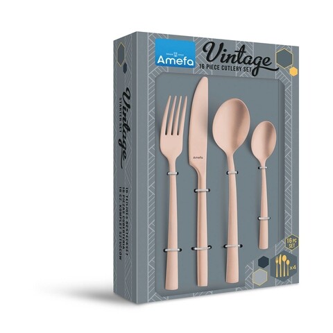 Set tacamuri 16 piese, Amefa, Manille PVD Copper, inox, cupru