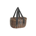 Cos de picnic pentru 2 persoane, DKD Home Decor, 39 x 28 x 22 cm, rachita, natural/alb