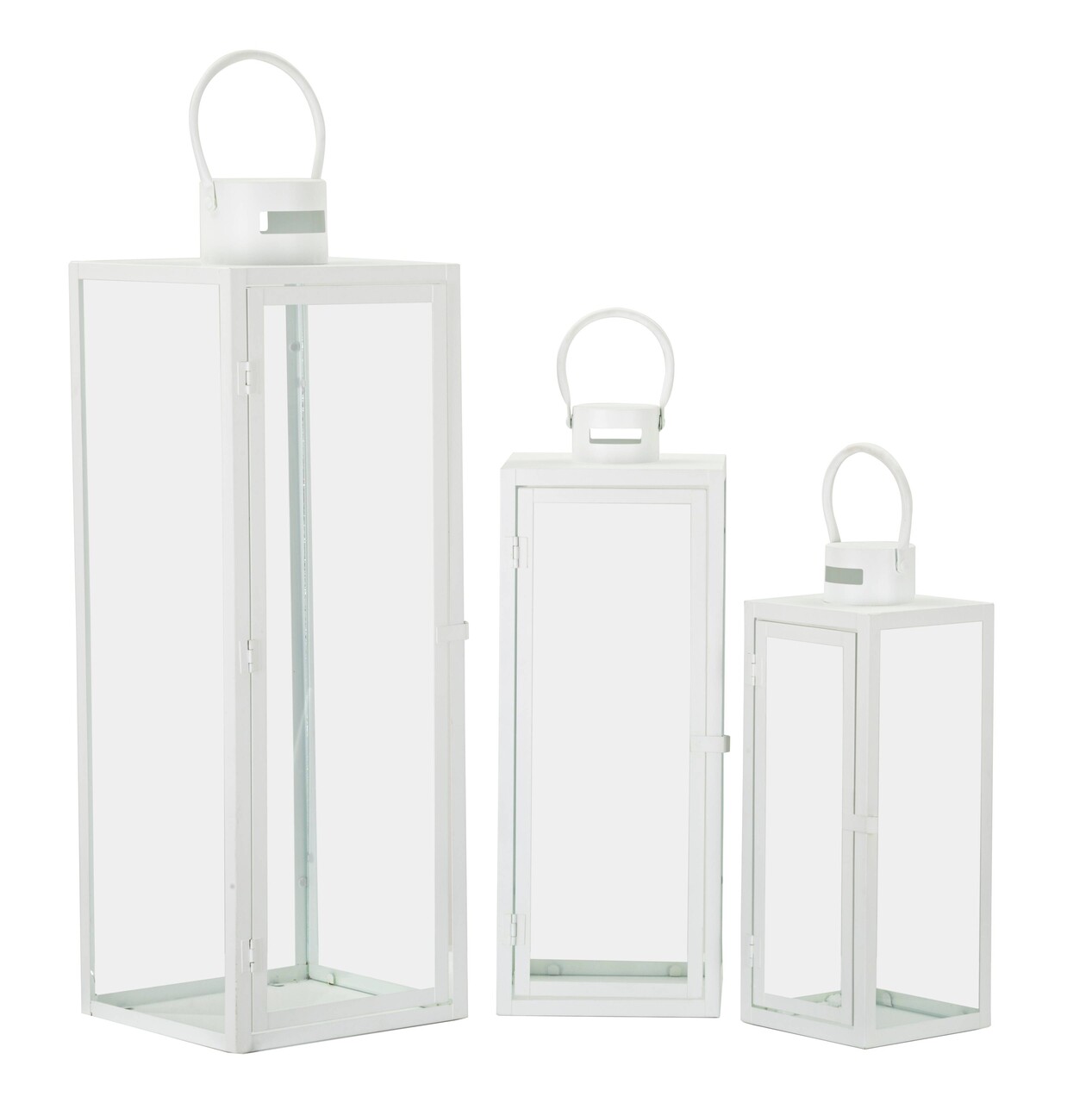 Set 3 felinare White, Mauro Ferretti, 22x18x66 cm, fier/sticla, alb