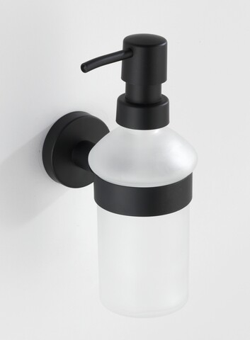 Poza Dozator sapun lichid cu suport de prindere Bosio, Wenko Power-LocA®, 200 ml, inox/sticla, alb/negru