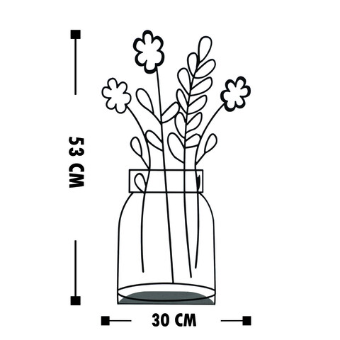 Decoratiune, Flowerpot, 30x53 cm, Metal, Negru