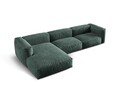 Coltar modular stanga 3 locuri, Martina-120, Micadoni Home, 332x176x75 cm, catifea, petrol