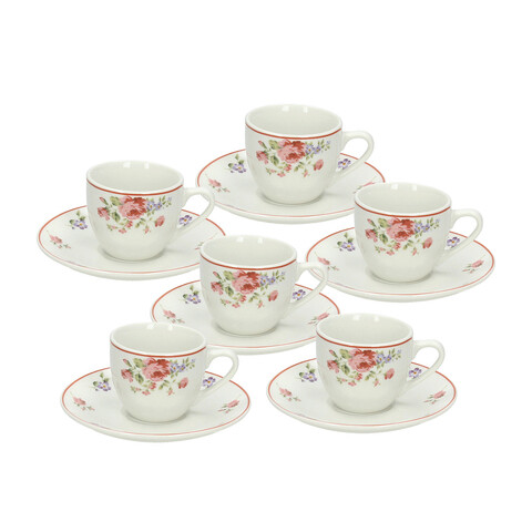 Set 6 cesti de cafea cu farfurie Poema Camargue, Andrea Fontebasso, 80 ml, portelan, multicolor