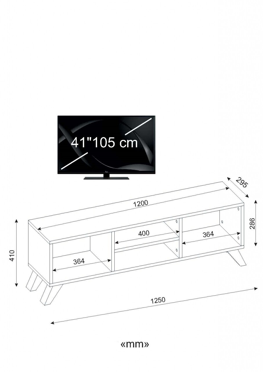 Comoda TV, Wooden Art, Yaren White, 125x41x29.5 cm - 2 | YEO