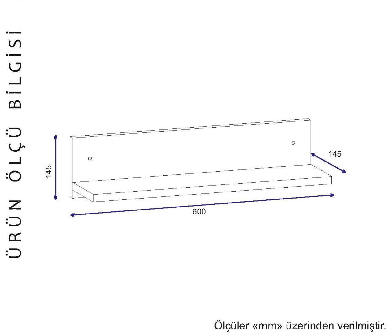 Raft pentru perete Novella K5, Furny Home, 60x14,5x14,5 cm, alb/aluna - 2 | YEO