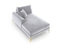 Sezlong living stanga, Madara, Mazzini Sofas, gold legs, 102x182x90 cm, catifea, argintiu