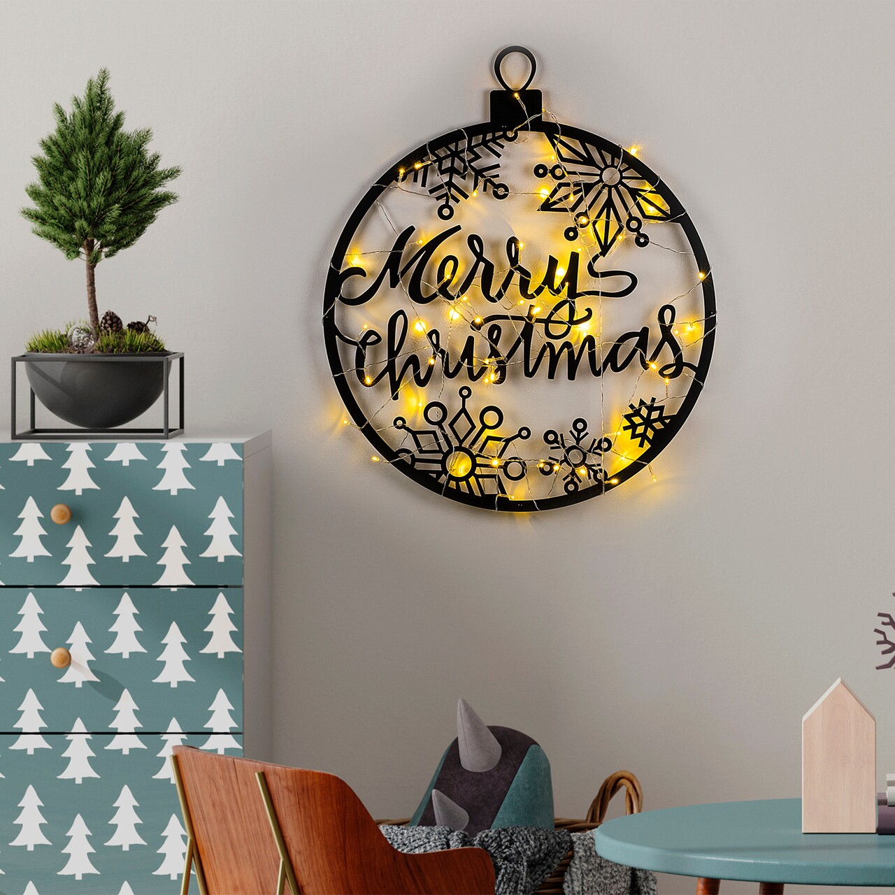 Decoratiune de luminoasa XMASBLACK-030, Tanelorn, 66x63 cm, metal, negru - 1 | YEO