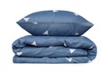 Lenjerie de pat dubla king size, Eponj Home, Ucgen 143EPJ64256, 3 piese, amestec bumbac, bleu/alb