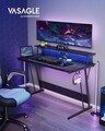 Birou de gaming pentru 2 monitoare, cu priza si USB incorporate, Vasagle, 120x60x91 cm, cu LED-uri, max 100 kg, maro