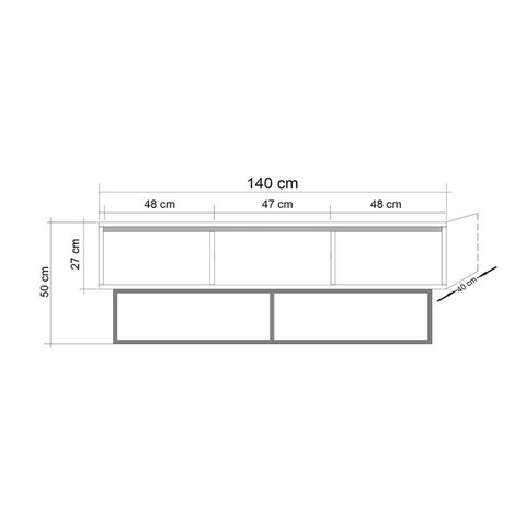 Comoda TV Milo, Sapphire, 140x40x50 cm, maro/negru