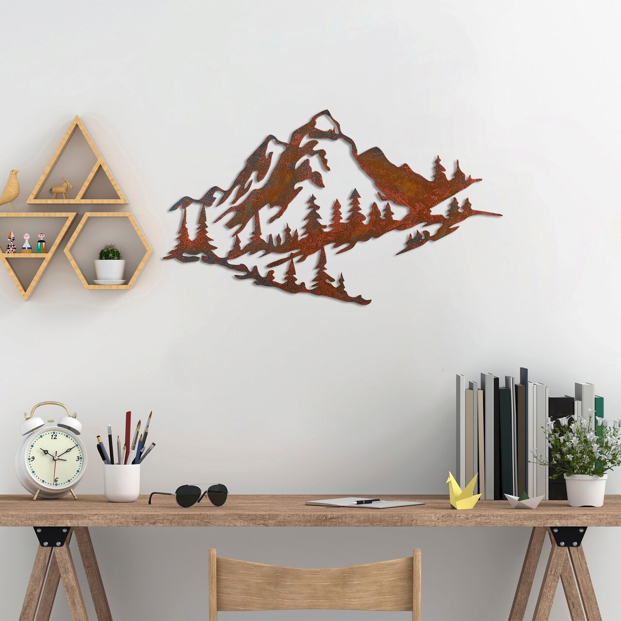 Decoratiune de perete, Mountain, Metal, 70 x 40 cm, Multicolor - 1 | YEO