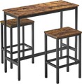 Set masa de bar si 2 scaune Vasagle, 100 x 40 x 90 cm / 30 x 40 x 65 cm, PAL/otel, maro rustic