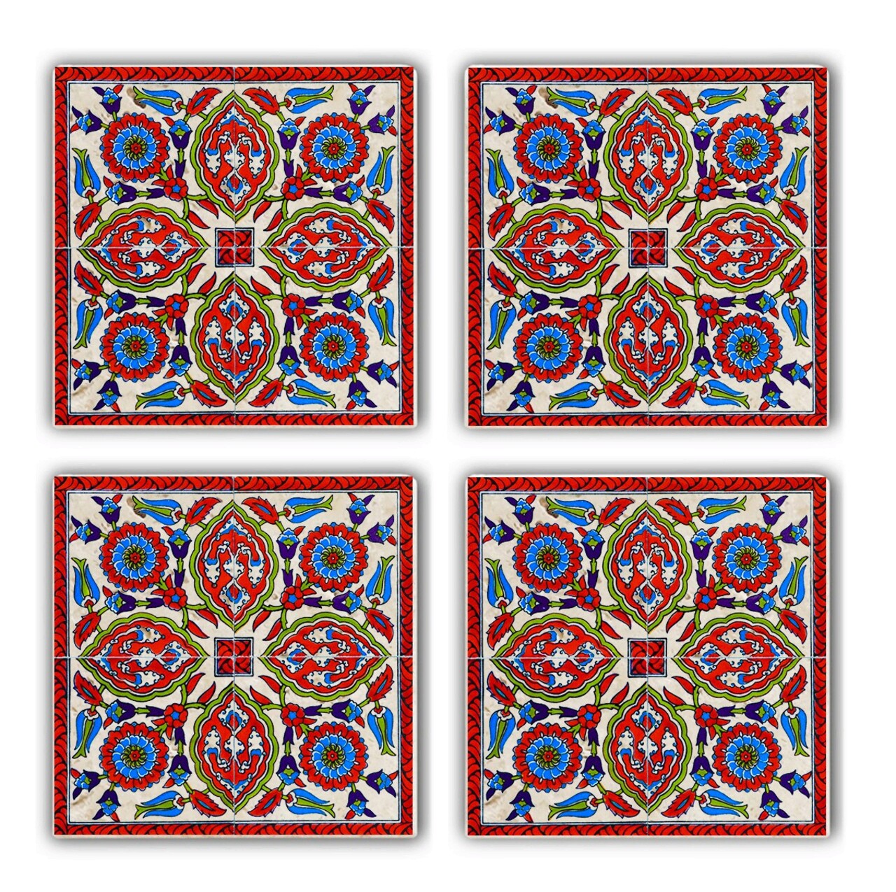 Set suporturi de pahare, Taylor, 366TYR1106, Piatra, 10 x 10 x 1 cm, 4 piese, Multicolor