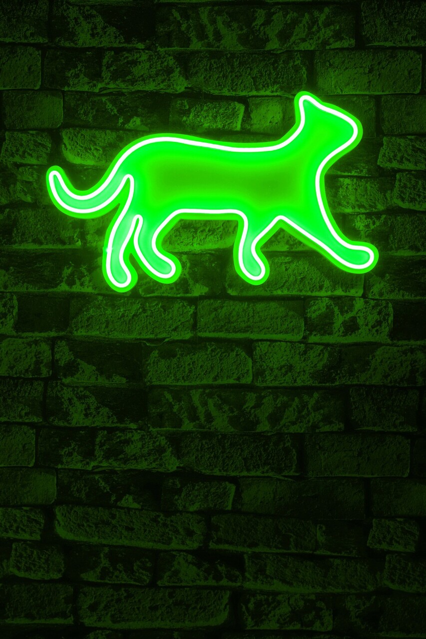 Decoratiune luminoasa LED, Kitty the Cat, Benzi flexibile de neon, DC 12 V, Verde - 1 | YEO