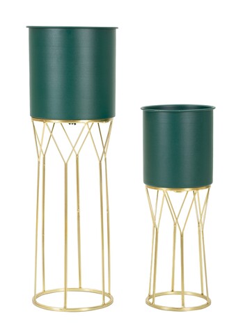 Set 2 ghivece Grent Stand, Mauro Ferretti, 23x23x70 cm, fier, verde/auriu