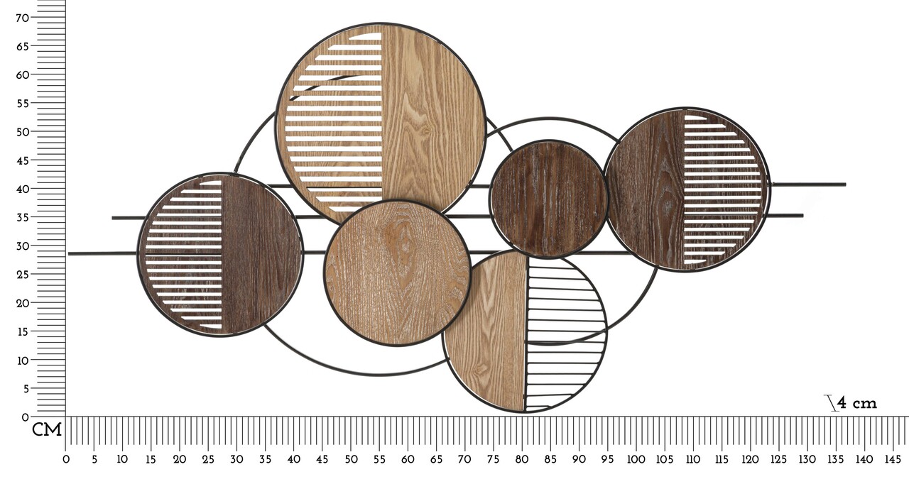 Decoratiune de perete Woody, Mauro Ferretti, 134 x 69.2 cm, fier/MDF, multicolor