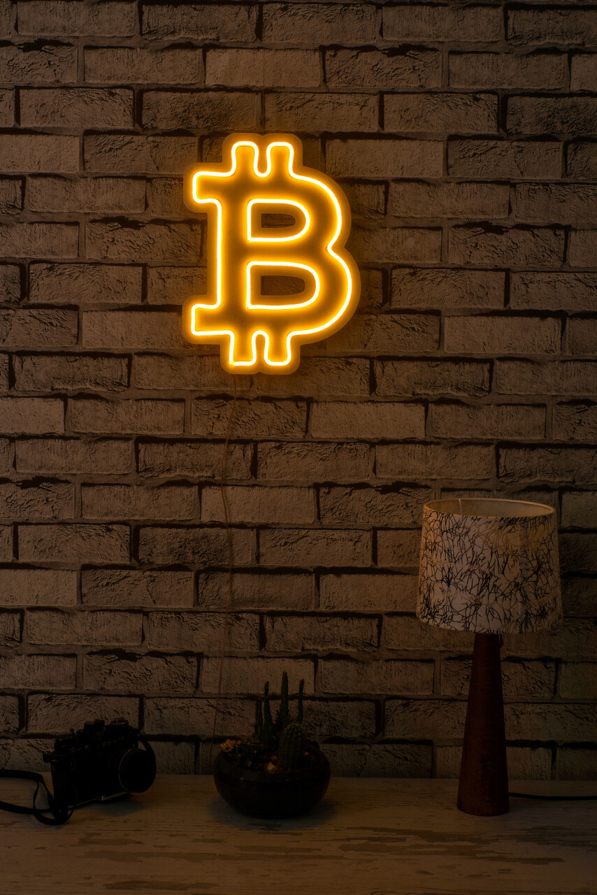 Decoratiune luminoasa LED, Bitcoin, Benzi flexibile de neon, DC 12 V, Galben - 1 | YEO