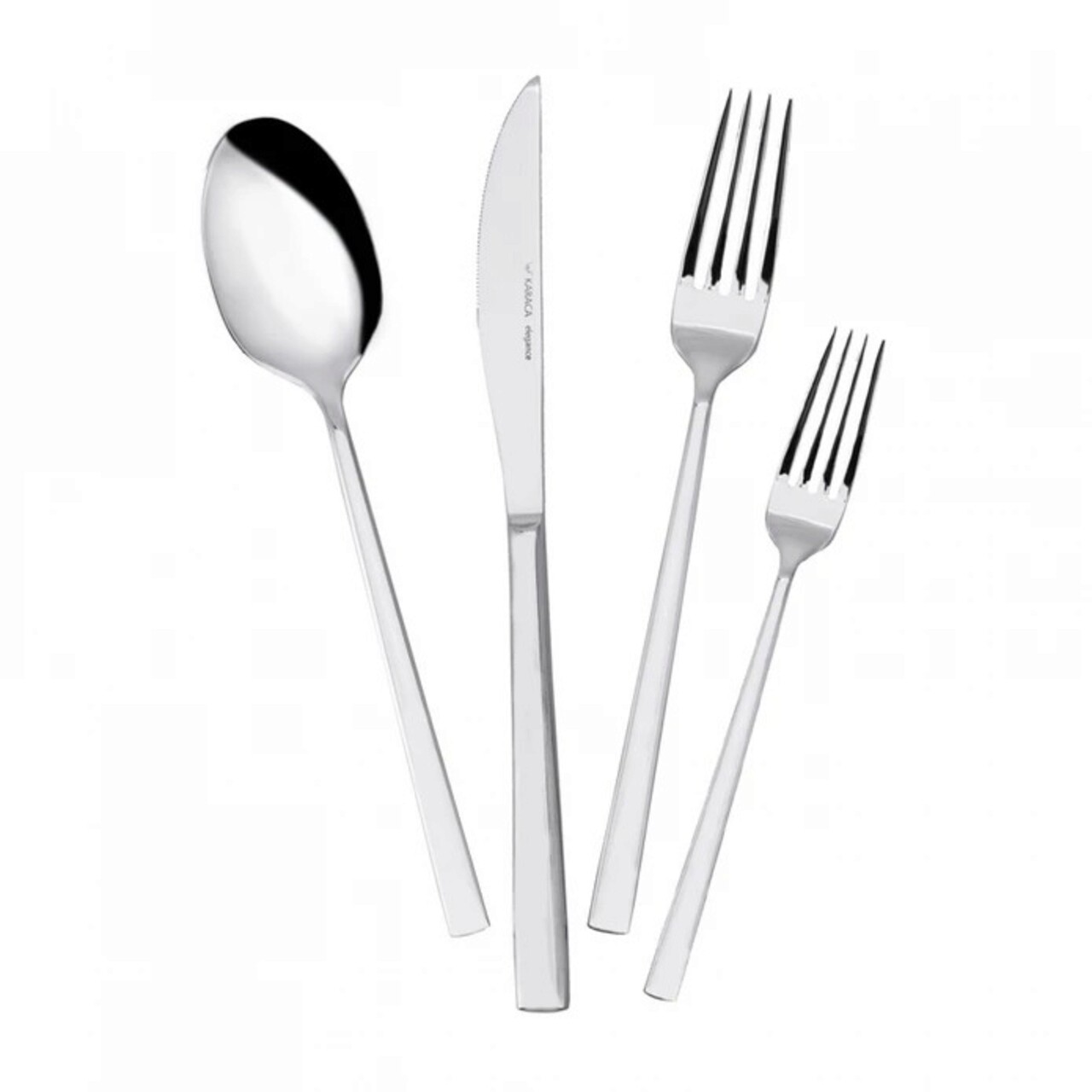 Set tacamuri, Karaca, 216KRC1270, 100% OTEL INOX / , Lingura de masa: 20,3 x 4,5 cm (6 bucati), Argintiu - 1 | YEO