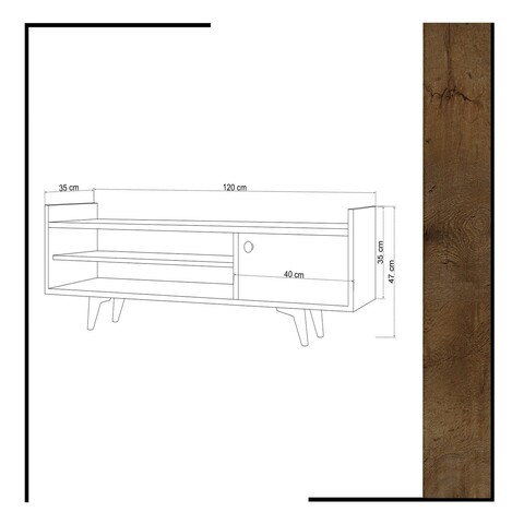 Comoda TV, Mod Design, Ticaba, 120x47x35 cm, Stejar / Alb