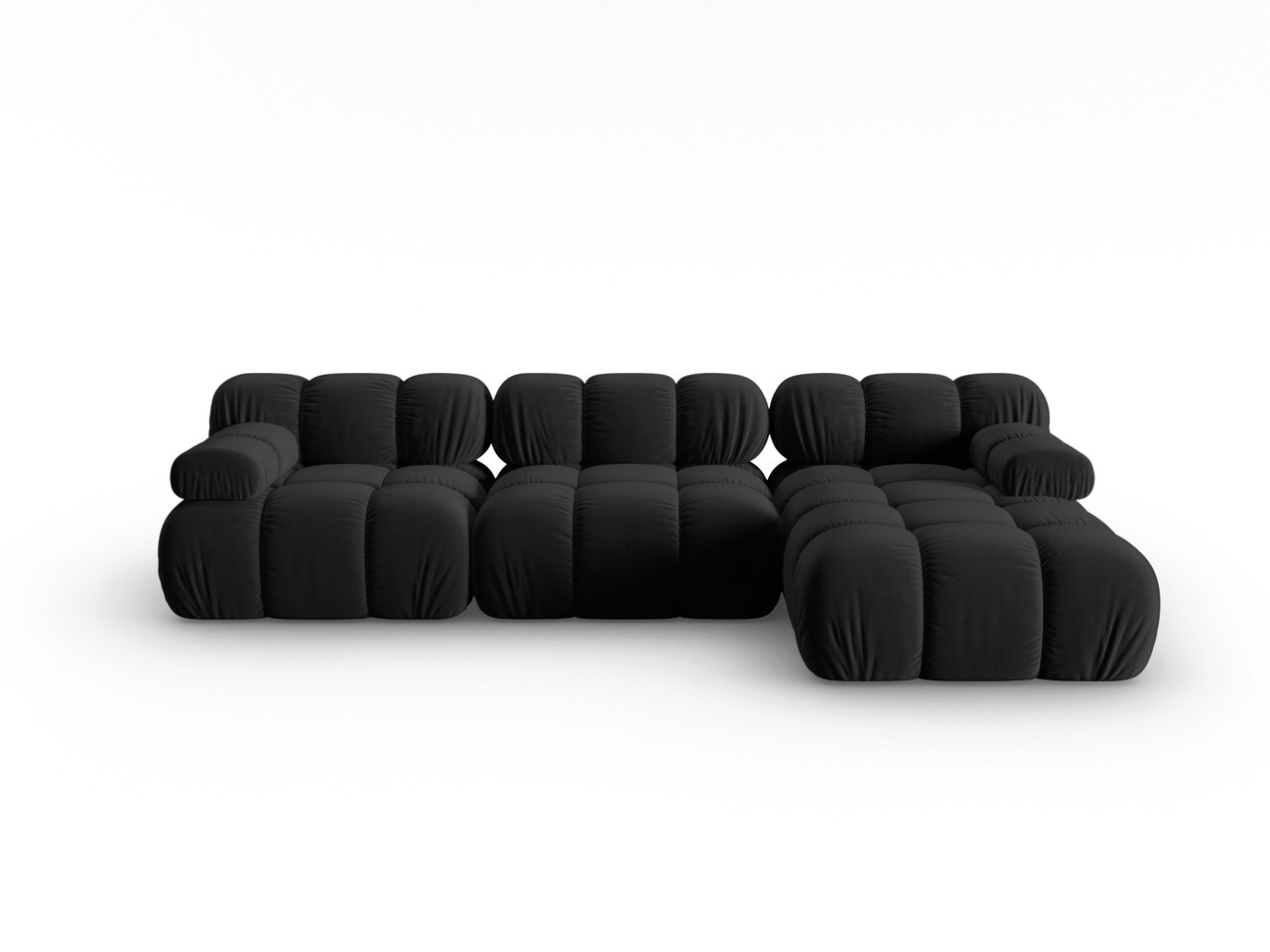 Coltar modular dreapta 4 locuri, Bellis, Micadoni Home, BL, 285x122x63 cm, catifea, negru