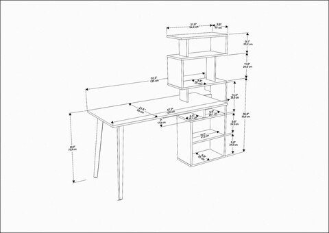 Birou, Retricy, Vina, 133x55x146.4 cm, PAL, Alb