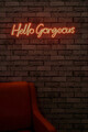 Decoratiune luminoasa LED, Hello Gorgeous, Benzi flexibile de neon, DC 12 V, Rosu