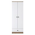 Dulap pentru haine, Rani, BA118, 60x170x42.5 cm, PAL, Alb/Maro