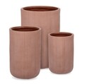 Set ghivece pentru exterior 3 piese Ribbed, Bizzotto, Ø37.5 x 55.5 cm, fibra de sticla si argila, teracota