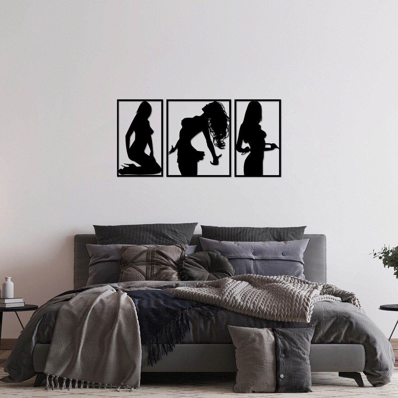 Decoratiune de perete, Good Bad Sexy, Metal, 42 x 70 cm, 2 piese, Negru - 1 | YEO