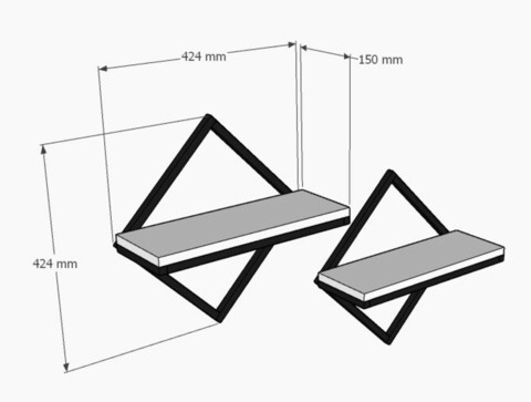 Raft de perete, Asse Home, Sezo, 42.4x42.4x15 cm, Antracit / Nuc