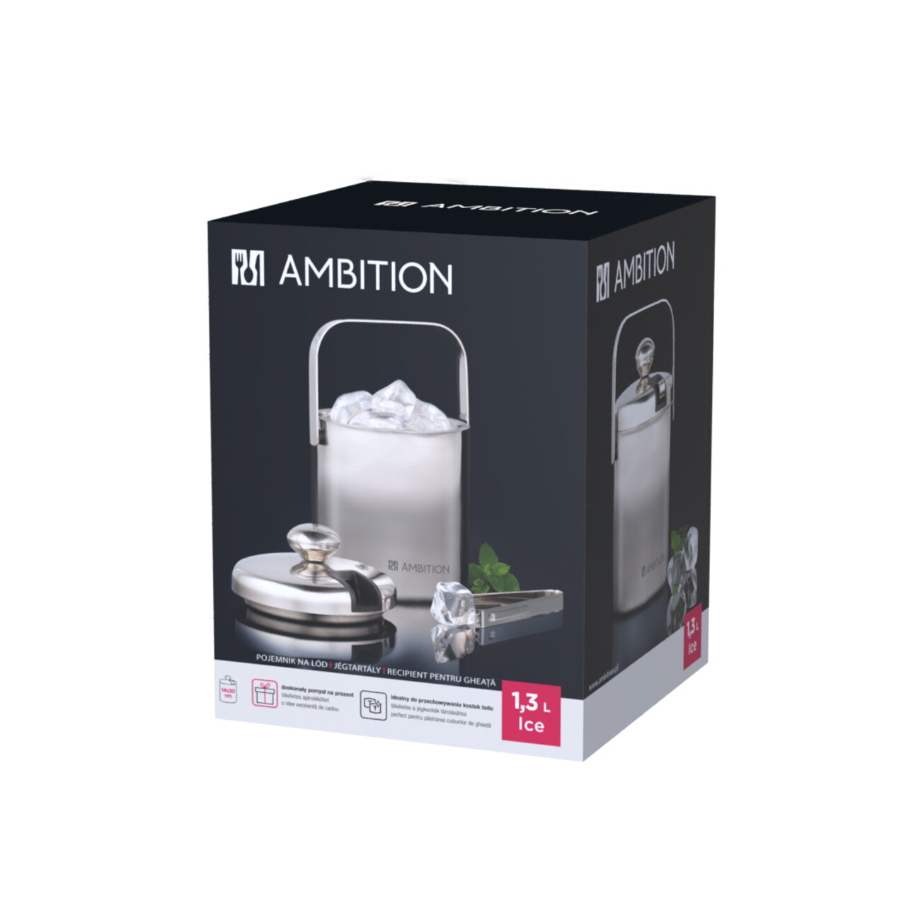 Recipient pentru gheata Ice, Ambition, 15x20 cm, 1.3 L, inox, argintiu - 2 | YEO