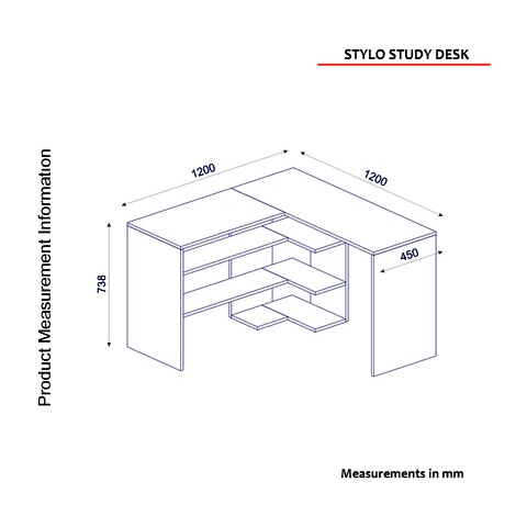 Birou de colt, Tera Home, Stylo, 120 x 73.8 x 120 cm, pal melaminat, stejar/antracit