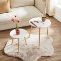 Set 2 masute Vasagle Scandinavian, 45x45x50 cm, PAL/lemn masiv de pin, alb/natural